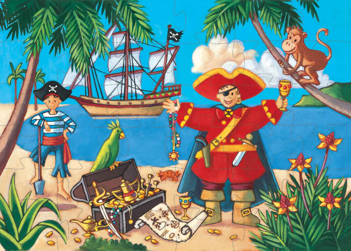 Le pirate et son trésor - 36 pcs - Puzzle silhouette
