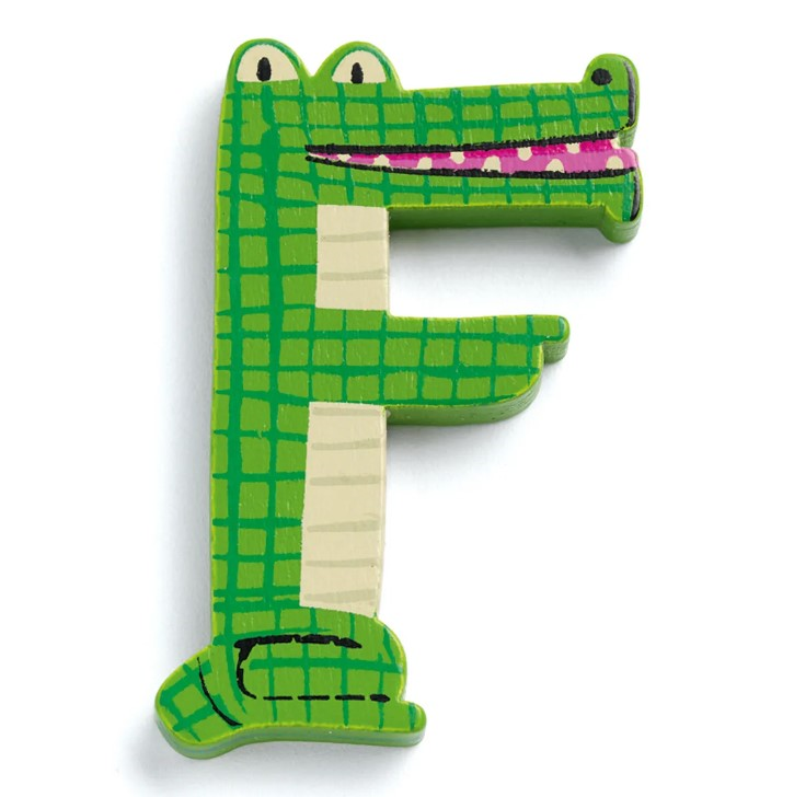 Lettre en bois animaux - F