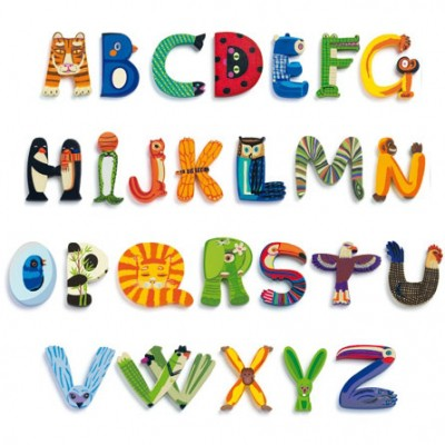Lettre en bois animaux - T