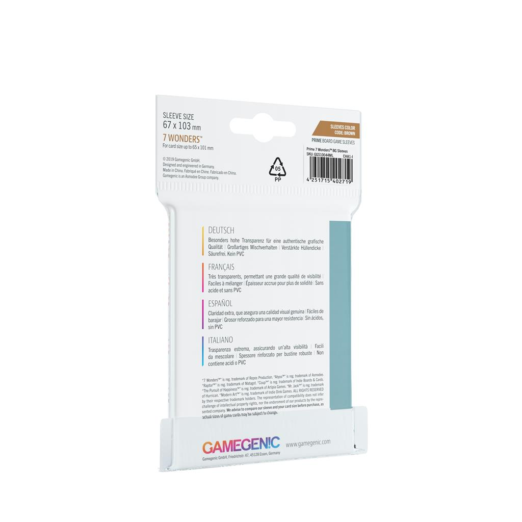 Gamegenic : 80 Prime Sleeves 67x103 - 7 Wonders - Protège-cartes