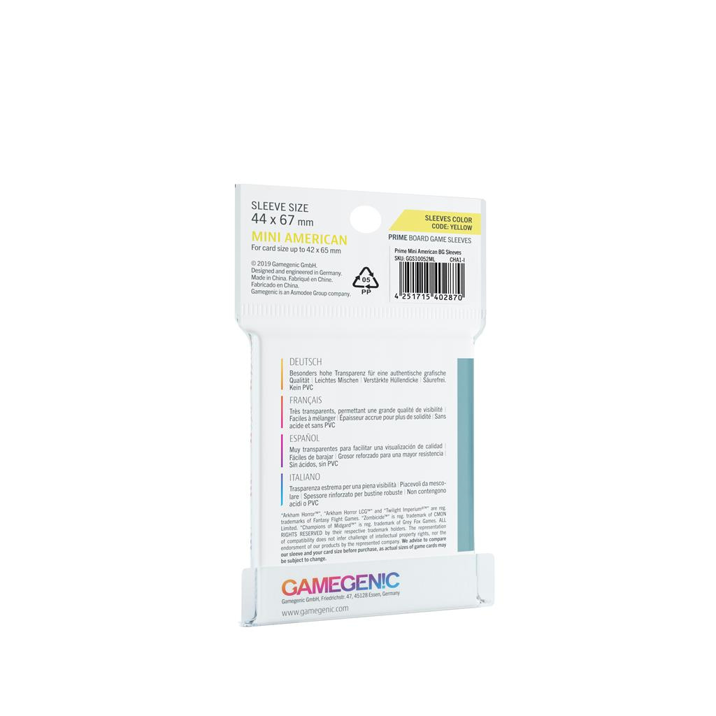 Gamegenic : 50 sleeves Jaune Mini-US (44 x 67 mm) - Protège-cartes