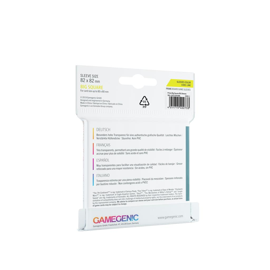 Gamegenic : 50 sleeves Lime Prime 82x82 Big - Protège-cartes