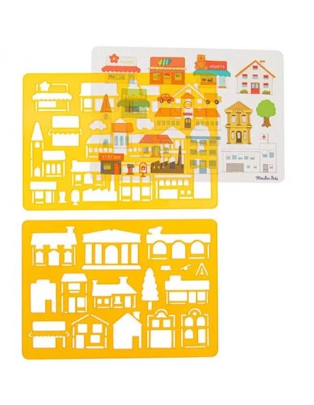 Pochoirs à dessin - Ville - Aujourd'hui c'est mercredi