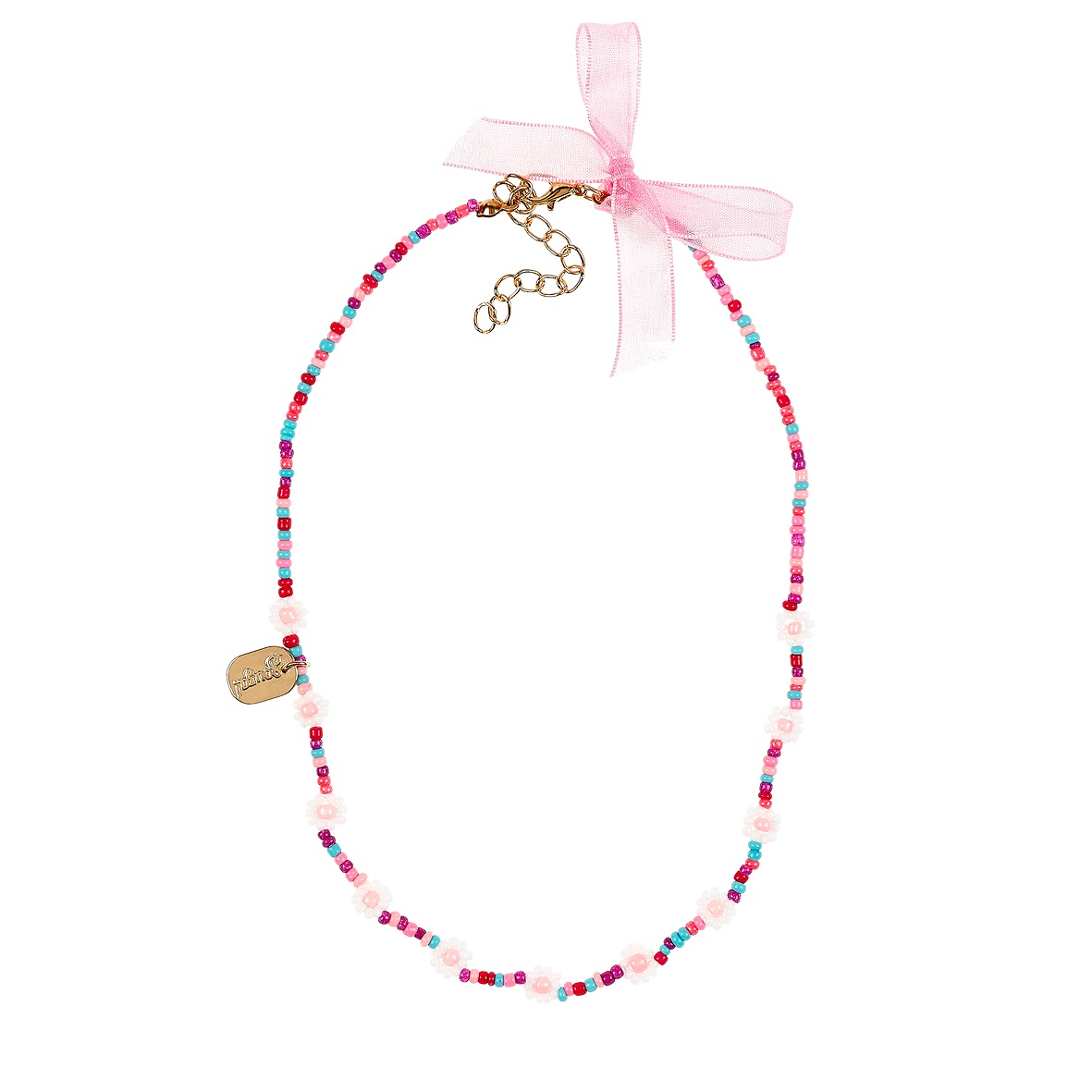 Collier Liene, fleurs rose