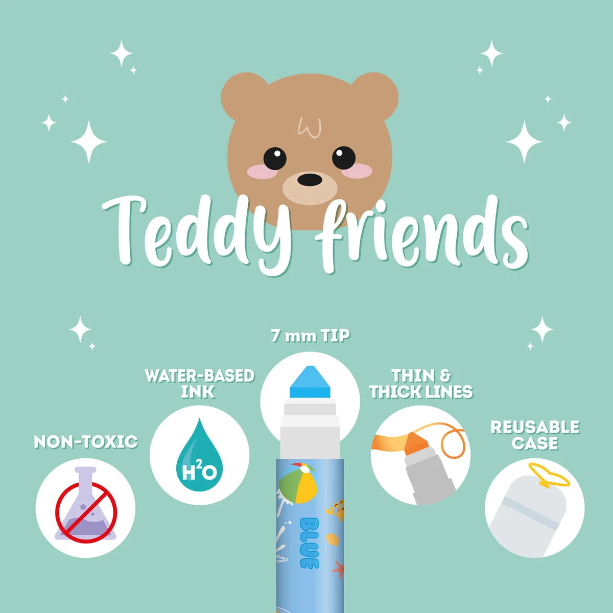 SET DE 12 FEUTRES - TEDDY FRIENDS - TEDDY BEAR