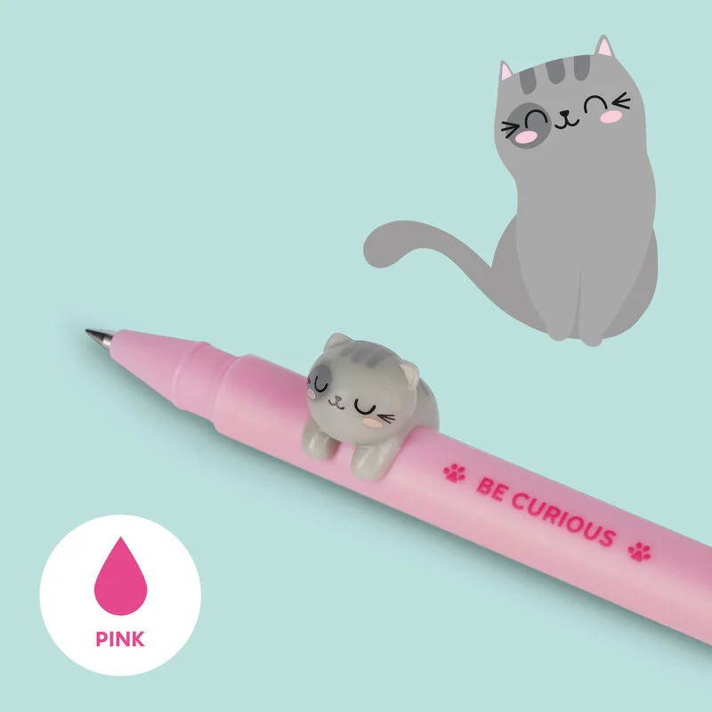 GEL PEN WITH ANIMAL DECORATION - LOVELY FRIENDS - KITTY