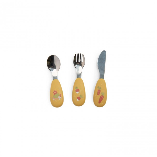 Set couverts silicone - Trois petits lapins