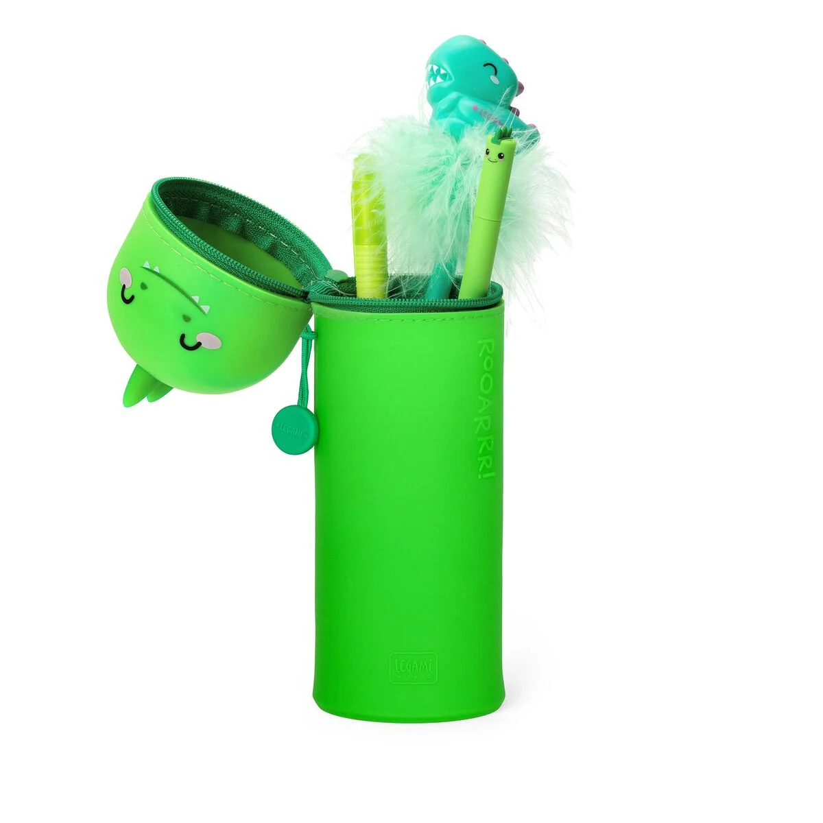 2-IN-1 SILICONE PENCIL CASE - KAWAII - DINO