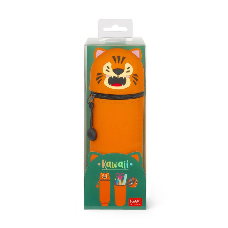 2-IN-1 SILICONE PENCIL CASE - KAWAII - TIGER