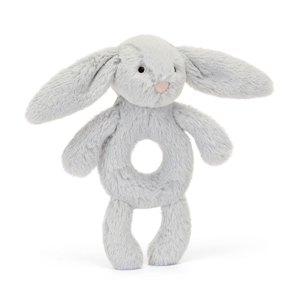 Bashful Silver Bunny Ring Rattle - 18cm x 8cm x 2cm