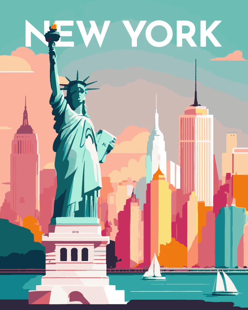 Peinture par numéros Figured'Art - Affiche Vintage New York