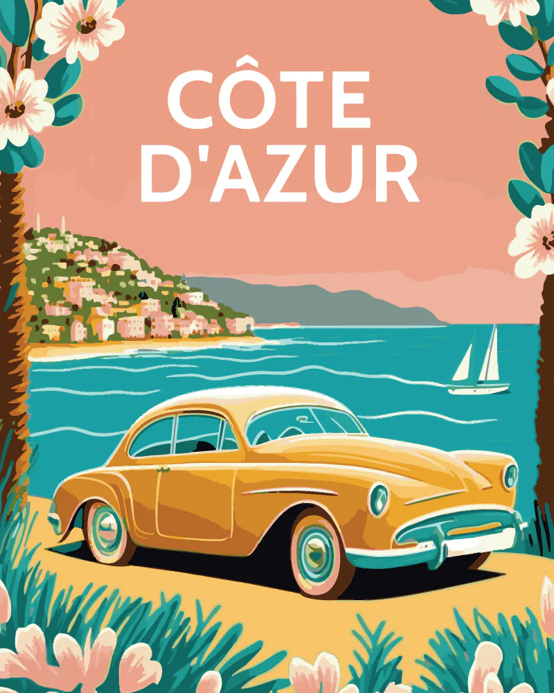 Peinture par numéros Figured'Art - Affiche Vintage Côte d'Azur