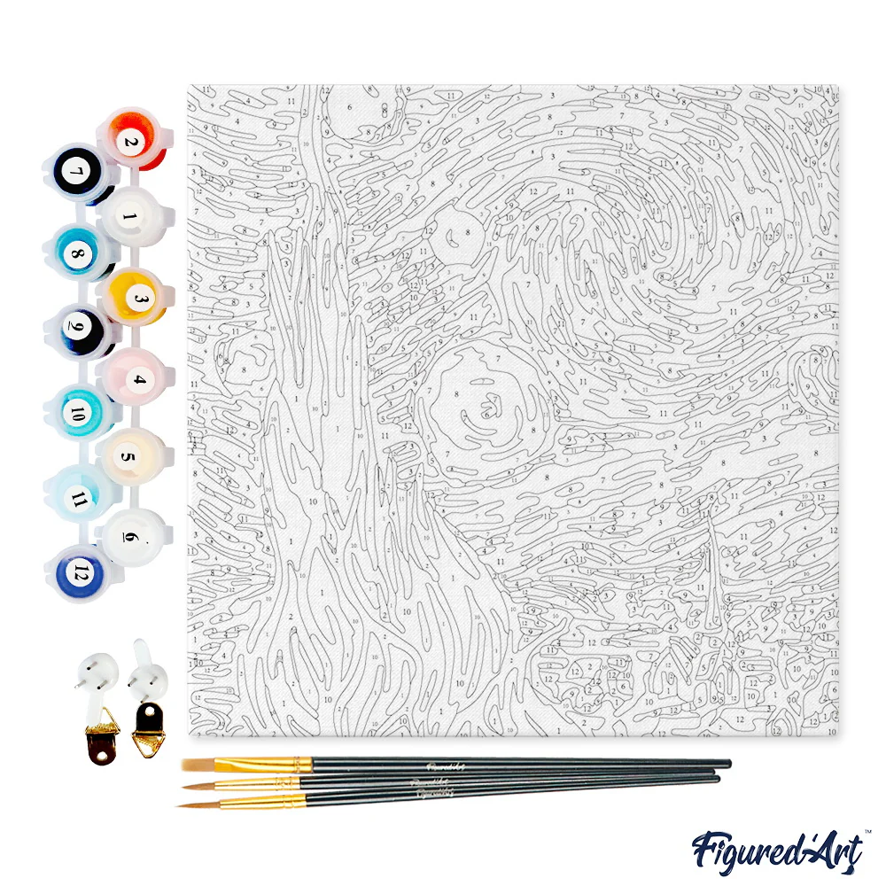Mini Peinture par numéros Figured'Art - Van Gogh nuit etoilee