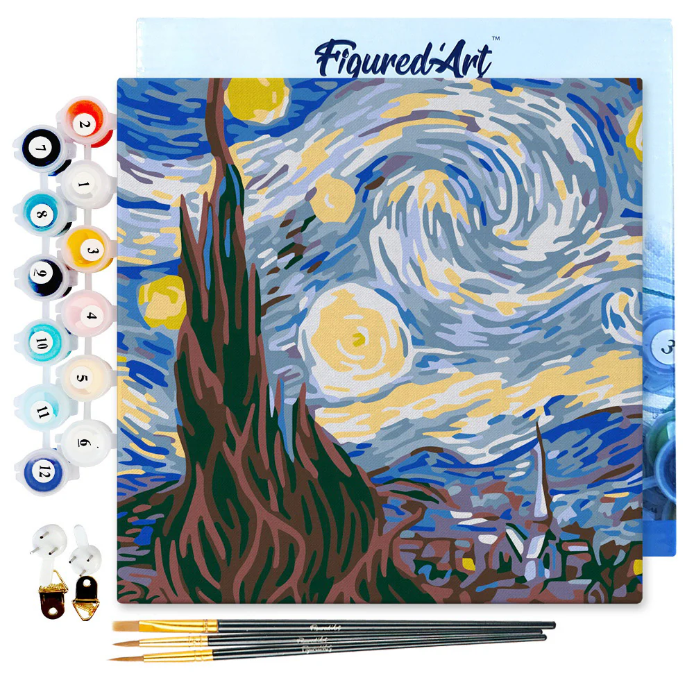 Mini Peinture par numéros Figured'Art - Van Gogh nuit etoilee