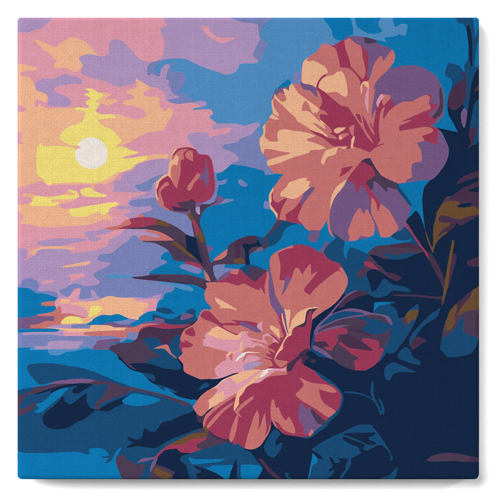 Mini Peinture par Numéros Figured'Art - Hibiscus au coucher de soleil