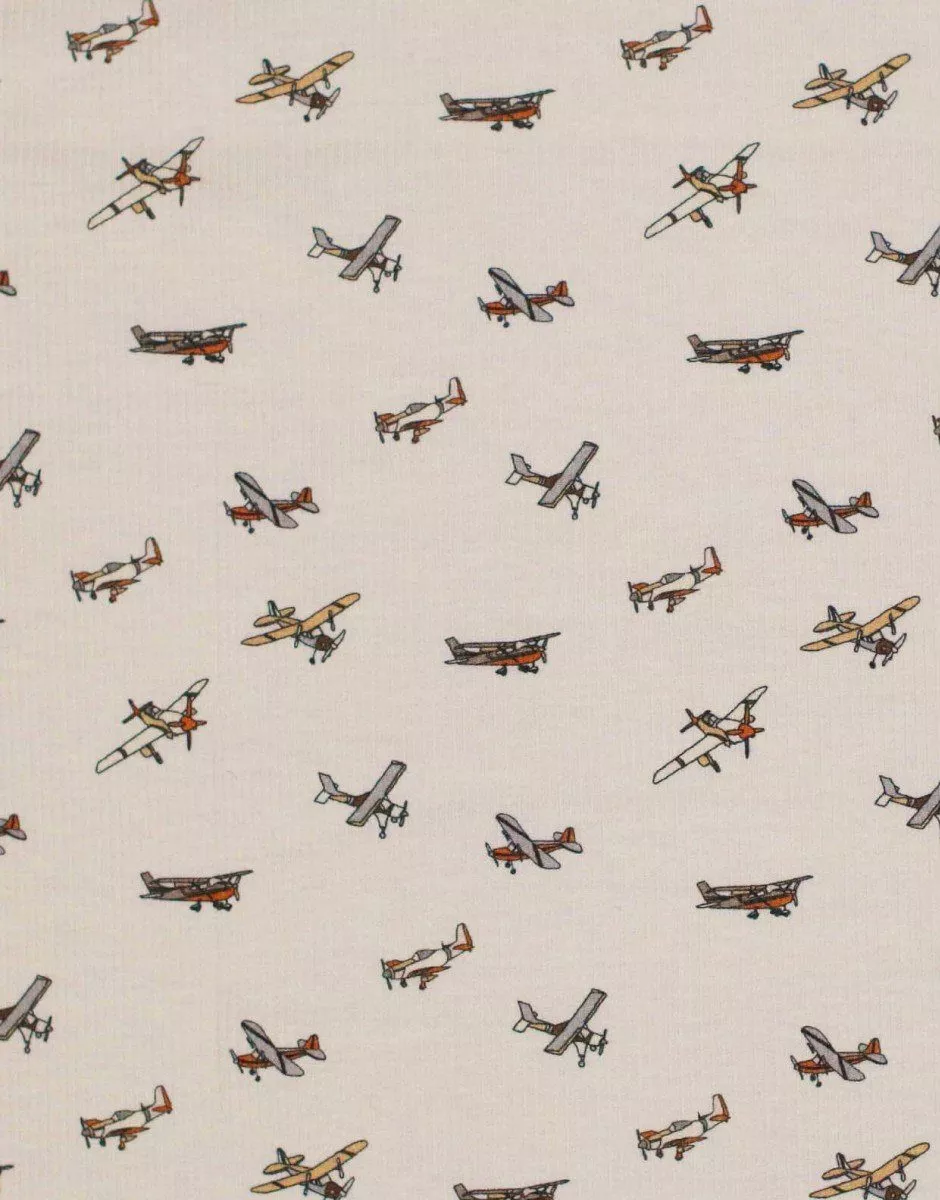 Babies - Dors bien Corentin et son bonnet en maille côtelée Petits avions beige
