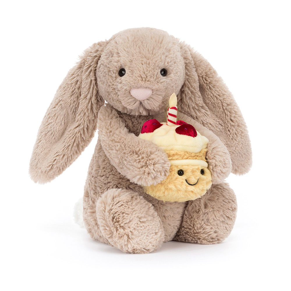 Bashful Beige Bunny 'Birthday' - 31cm x 12cm x 9cm