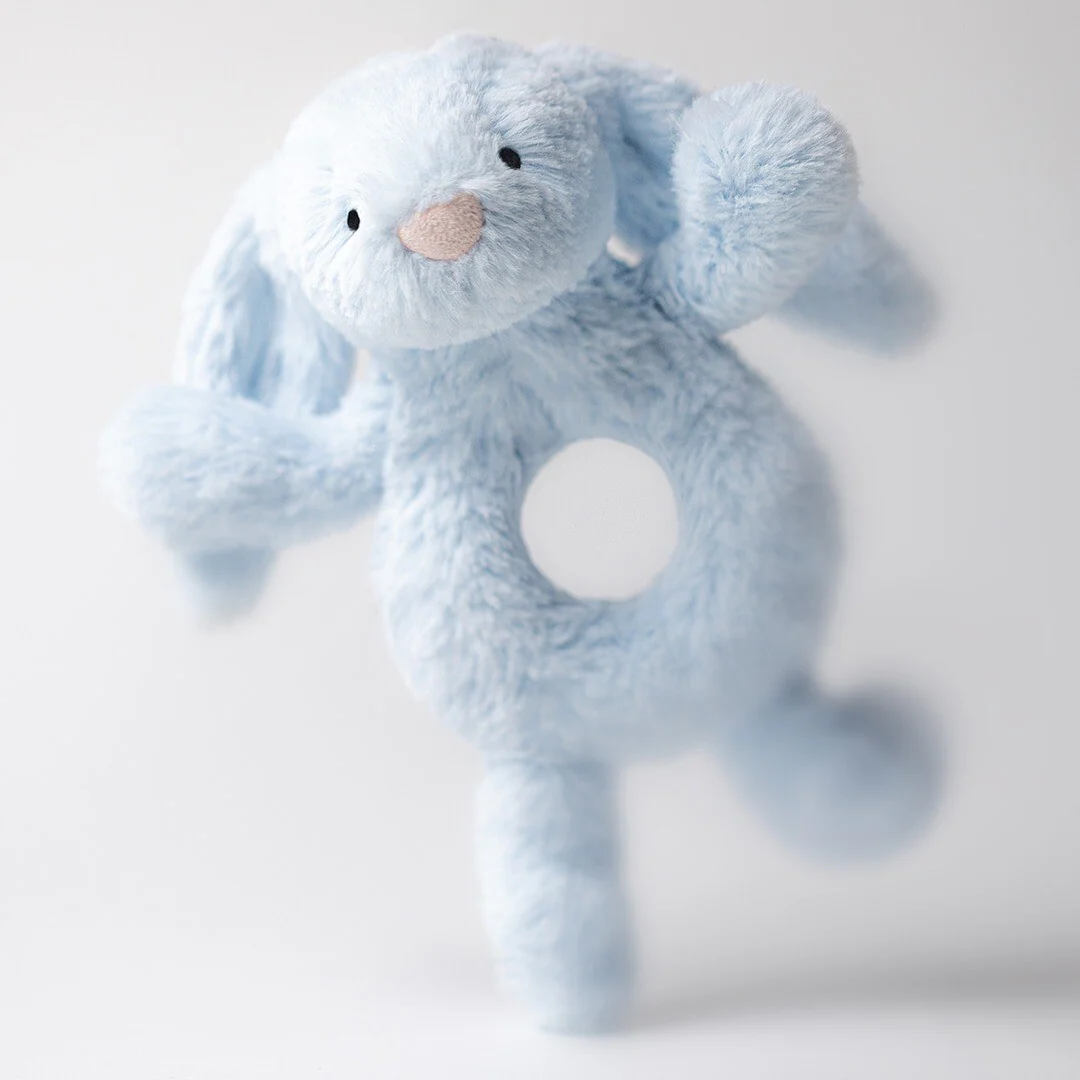 Bashful Blue Bunny Ring Rattle - 18cm x 8cm x 2cm