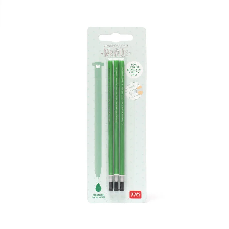 3 RECHARG. STYLO À ENCRE GEL - ERASABLE PEN REFILLS - GREEN