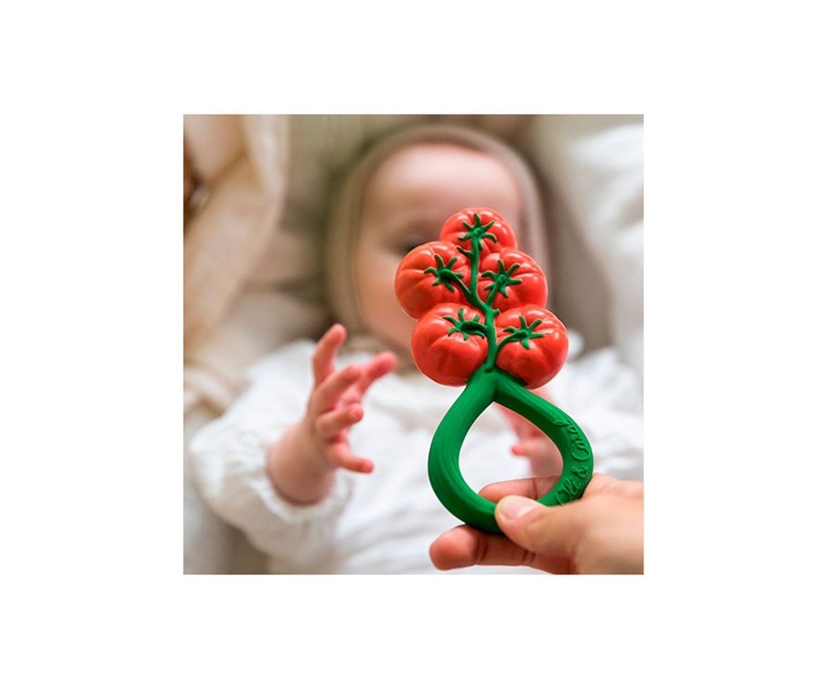 Hochet Anneau de Dentition Tomato Rattle Toy - 13,5 cm
