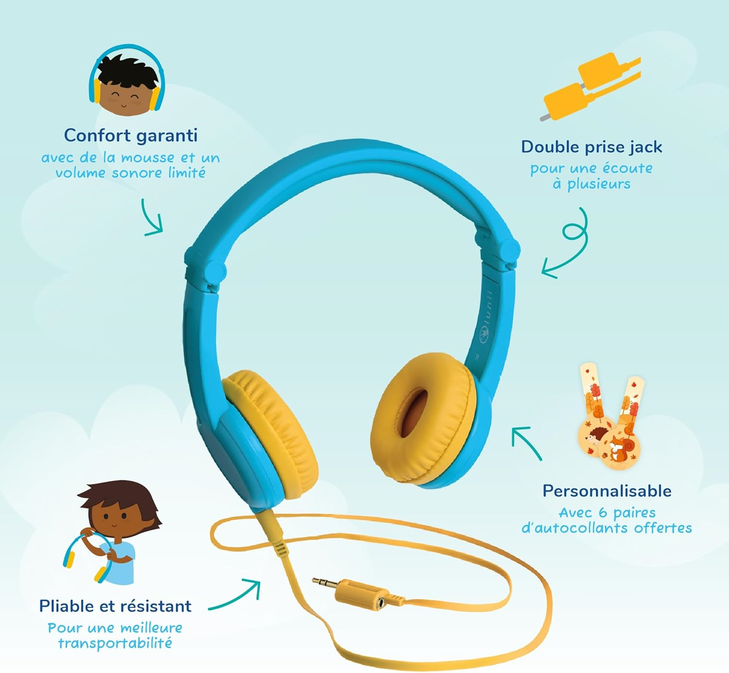 Casque audio bleu adapté à Ma Fabrique à histoire - Lunii