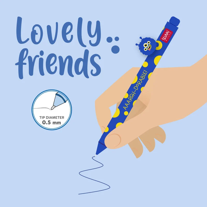GEL PEN WITH ANIMAL DECORATION - LOVELY FRIENDS - MONSTER