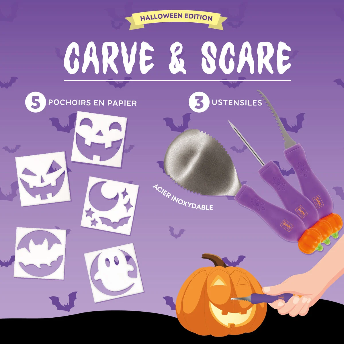 KIT SCULPTURE CITROUILLES HALL - CARVE & SCARE