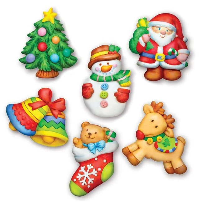 KIT DE MOULAGE: NOËL 4,4cm, contenu pour faire 6 aimants, en boîte,