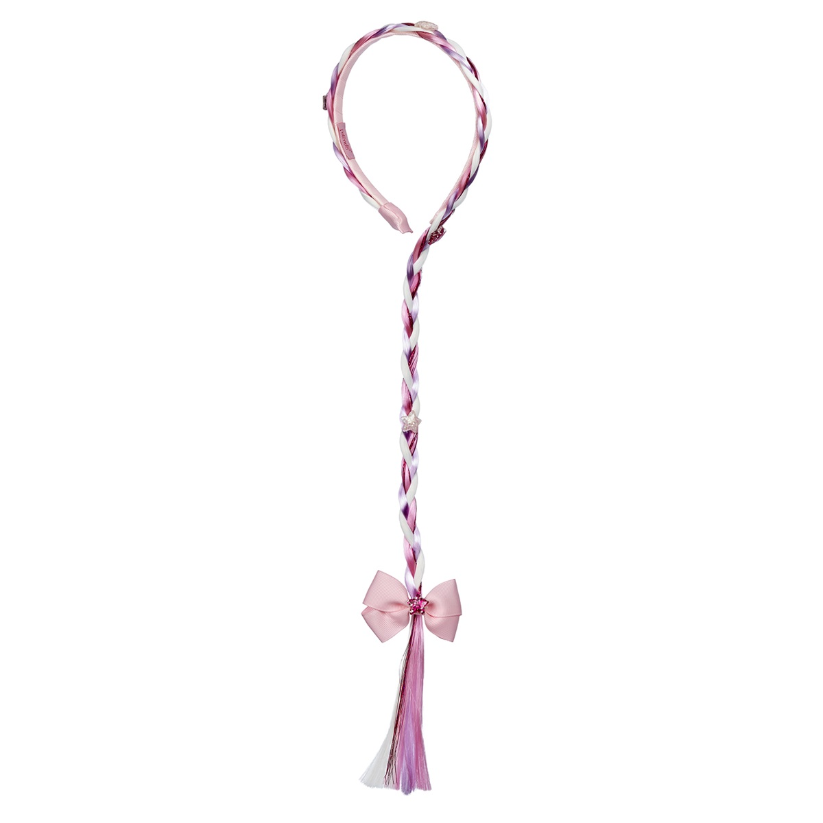 Bandeau Fay tresse et nœud rose