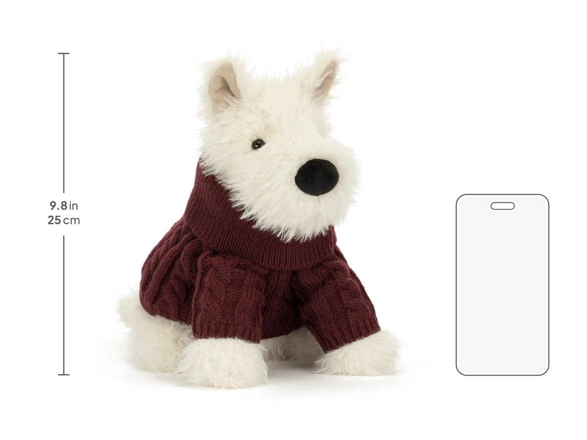 Munro Scottie Dog 'Winter Jumper' - 25cm x 15cm x 14cm