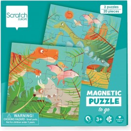 Livre de 2 puzzles magnétiques en route - Dinosaures