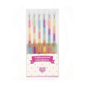 6 stylos gel pastel 