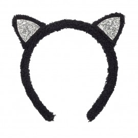 Serre-tête chat noir oreilles argent