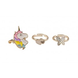 Boutique Butterfly & Unicorn Ring, 3 Pcs