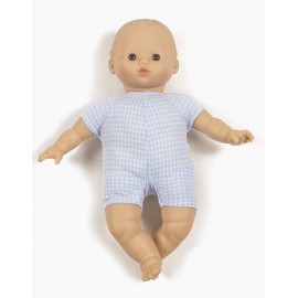 Lucien vintage Vichy bleu - Babies - poupée souple 28cm