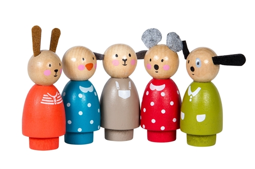 Set de 5 personnage en bois - La grande famille