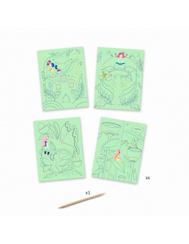 4 cartes à gratter - Jardin fabuleux