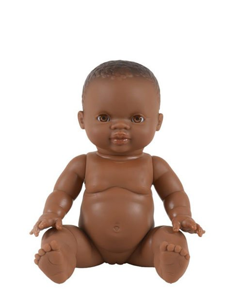 Poupée petite fille d'Afrique aux yeux miel - 34 cm