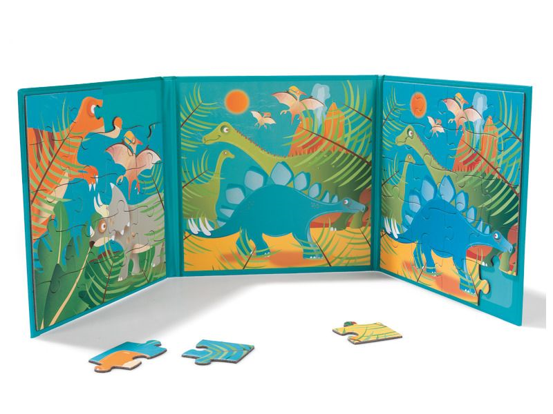 Livre de 2 puzzles magnétiques en route - Dinosaures