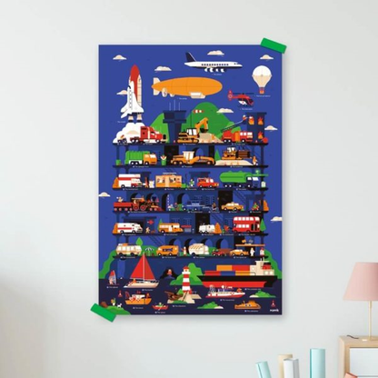 DISCOVERY - POSTER ÉDUCATIF + 44 STICKERS VROUM ! LES VÉHICULES (3-7 ANS)