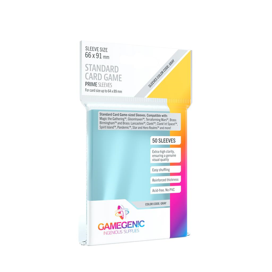 Gamegenic : 50 sleeves Gray Prime 66x91 - Protège-cartes