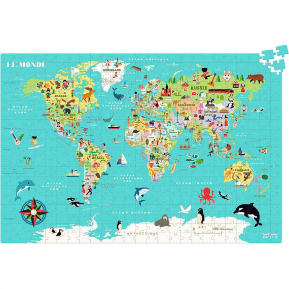 Carte du Monde puzzle 500 Pcs Ingela P.A