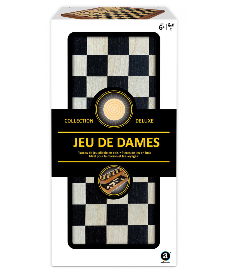 Jeu de dames en bois pliable deluxe