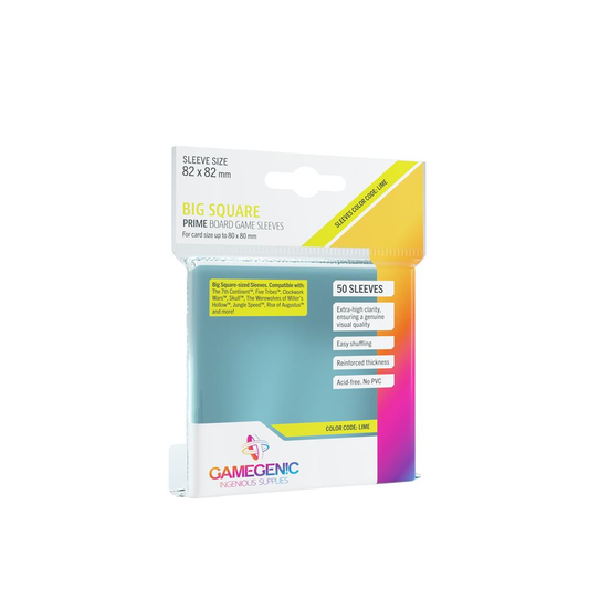 Gamegenic : 50 sleeves Lime Prime 82x82 Big - Protège-cartes