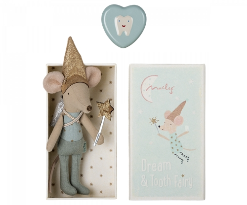 Tooth fairy mouse in matchbox - Bleu