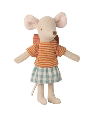 TRICYCLE MOUSE, BIG SISTER WITH BAG - OLD ROSE