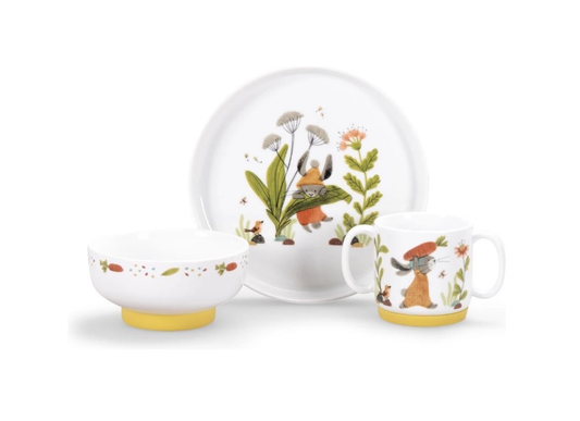 Set vaisselle porcelaine - Trois petits lapins