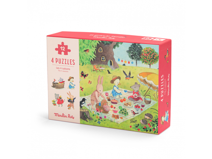 4 mini puzzles des saisons (4x12 pcs) - La Grande Famille