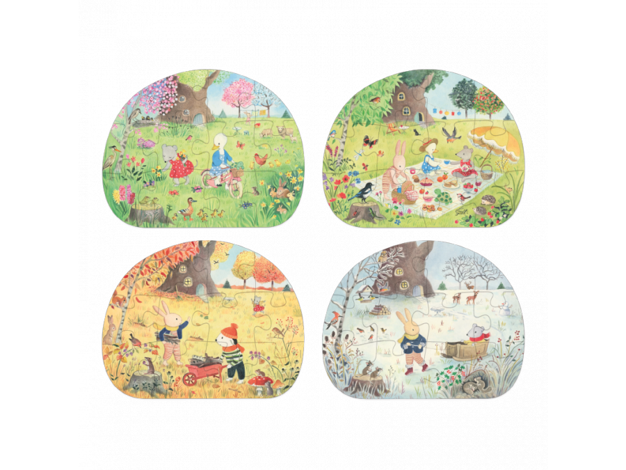 4 mini puzzles des saisons (4x12 pcs) - La Grande Famille