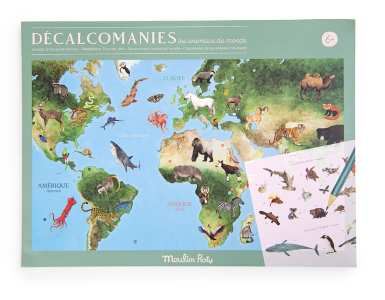 Mappemonde avec décalcomanies - Tout autour du monde